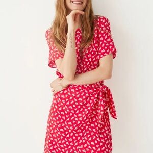 Red Floral Wrap Dress